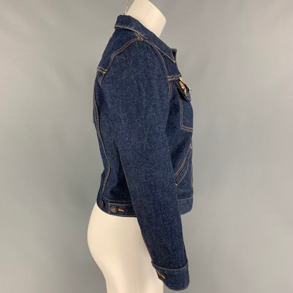 MARC JACOBS Size M Indigo Denim Contrast Stitch Pins Jacket - Picture 3 of 6